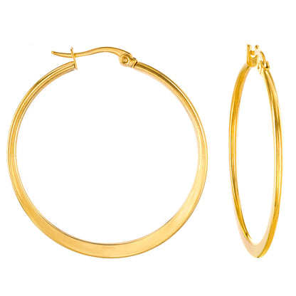ELYA Women's High Polished Hoop Stainless Steel Earrings