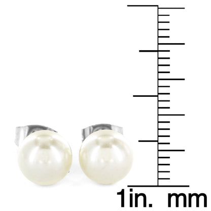 ELYA Women's White, Cream, and Off-White Stud Earring Set