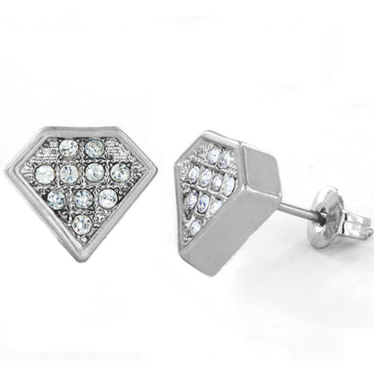 Micro Pave Crystal Diamond Shaped Post Stud Earrings