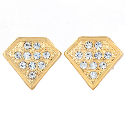 Micro Pave Crystal Diamond Shaped Post Stud Earrings
