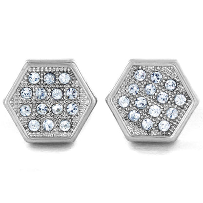 Micro Pave Crystal Hexagon Post Stud Earrings