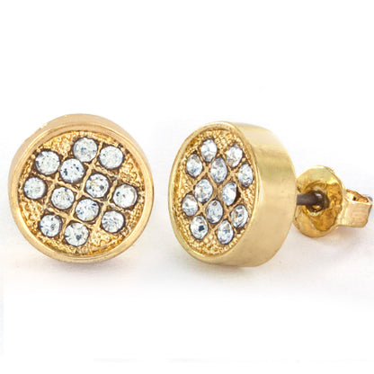 Micro Pave Crystal Circle Post Stud Earrings