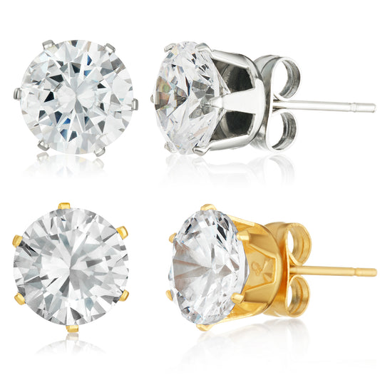 ELYA Women's Polished Cubic Zirconia Stud Earrings