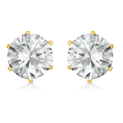 ELYA Women's Polished Prong Set Cubic Zirconia Stud Stainless Steel Earrings
