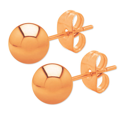 ELYA Women's Polished Ball Stainless Steel Stud Earrings - 6 Pair set
