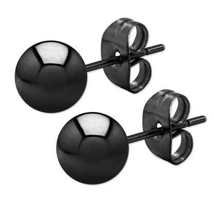 ELYA Women's Polished Ball Stainless Steel Stud Earrings - 6 Pair set