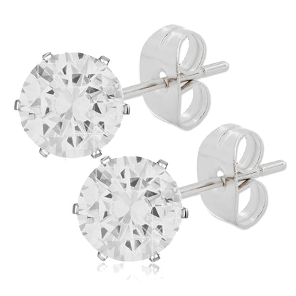 ELYA Women's Polished Multicolor Cubic Zirconia Stud Steel Earring Set
