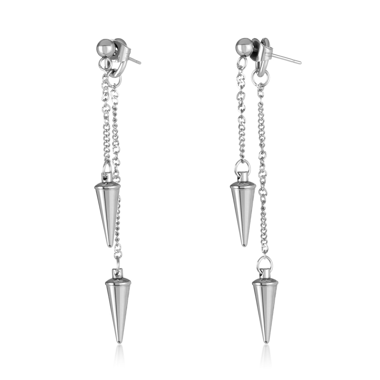 ELYA Women's High Polished Cone Studs Stainless Steel Dangle Earrings