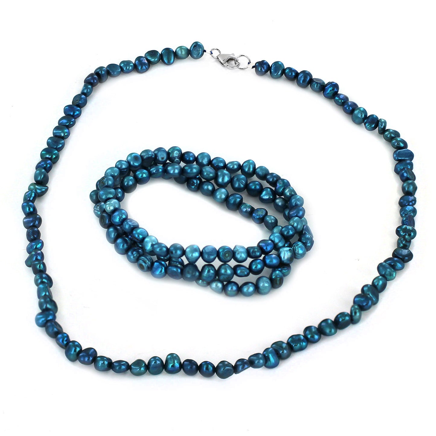 Women's 3 Piece Blue Simulated Pearl Beaded Bracelet Set