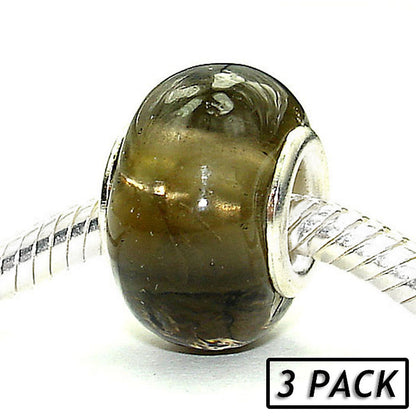 Coastal Collection Silver Glass Beads (3 Pack) - Black Truffle