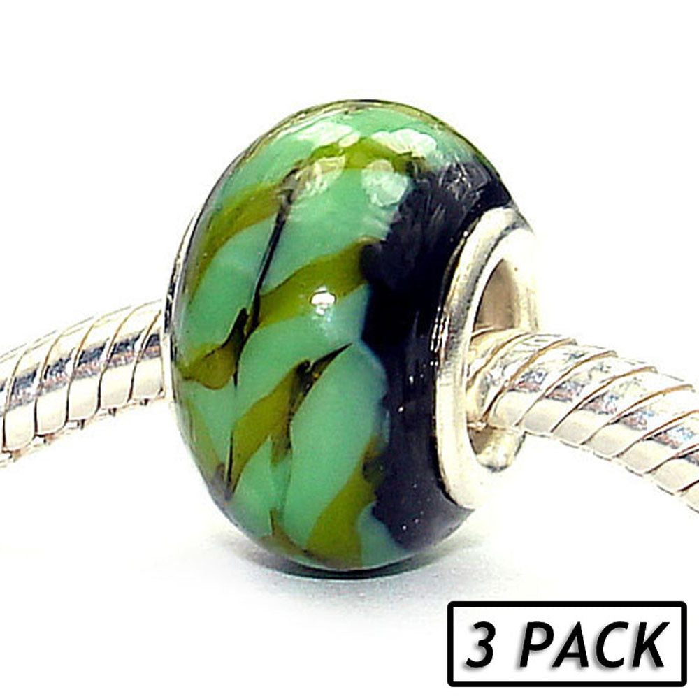 Coastal Collection Silver Glass Beads (3 Pack) - Camouflage
