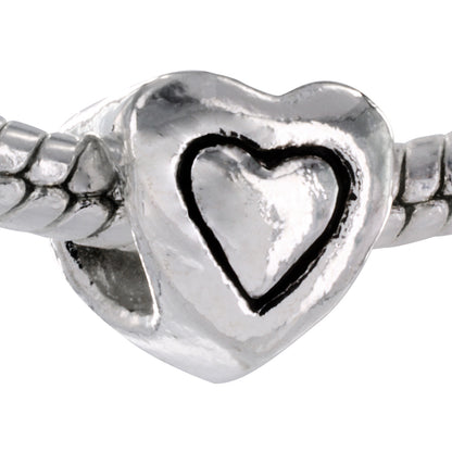 Silver Plated Heart Shaped Design Bead