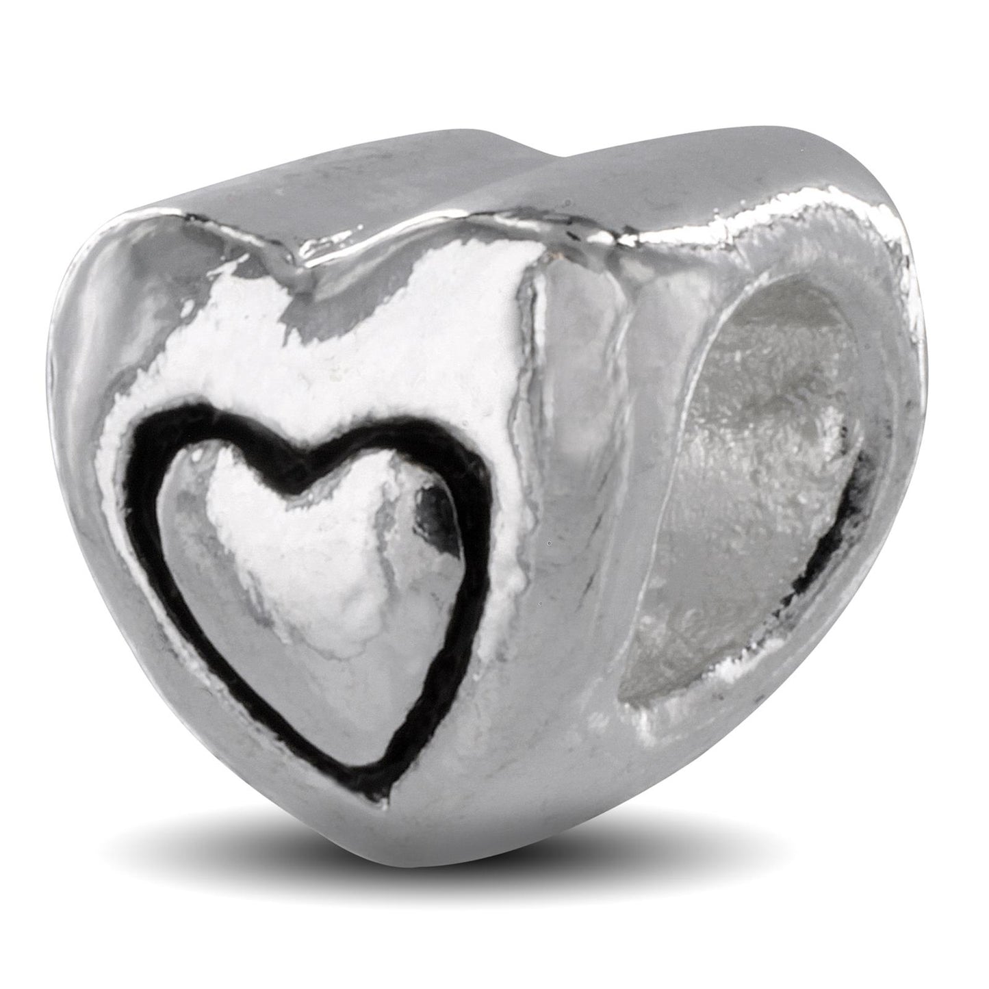 Silver Plated Heart Shaped Design Bead
