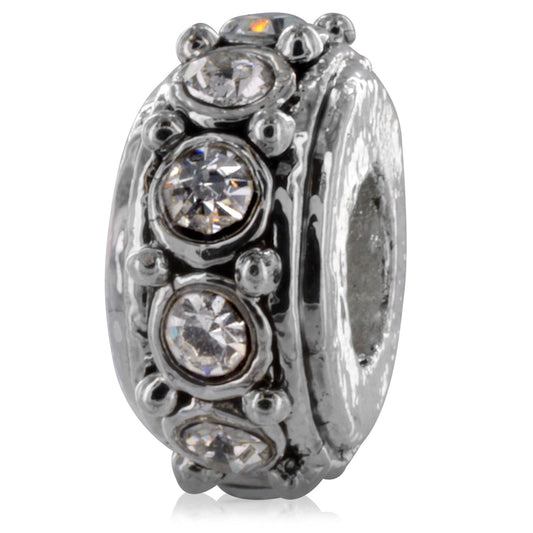 Silver Plated Sparkling Stone Bead