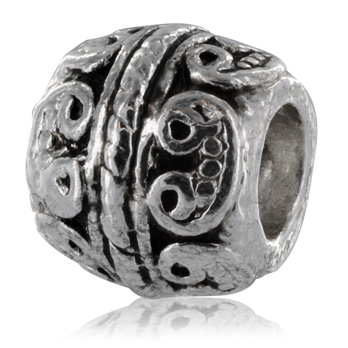 Silver Plated Whimsical Swirl Design Bead