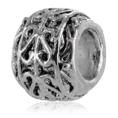 Silver Plated Heart Bead with Intricate Design
