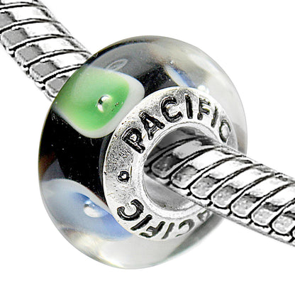 925 Sterling Silver Murano Glass Bead - Turquoise and Caicos