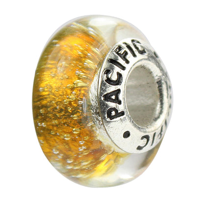 925 Sterling Silver Murano Glass Bead - Gold Digger