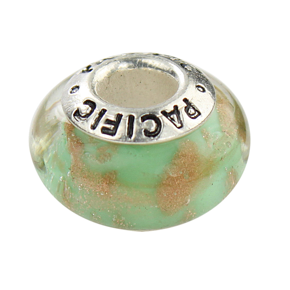 925 Sterling Silver Murano Glass Bead - Green Apples and Ham