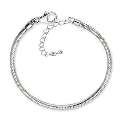 ELYA Women's Silver Plated Snake Chain Charm Bracelet with Extension