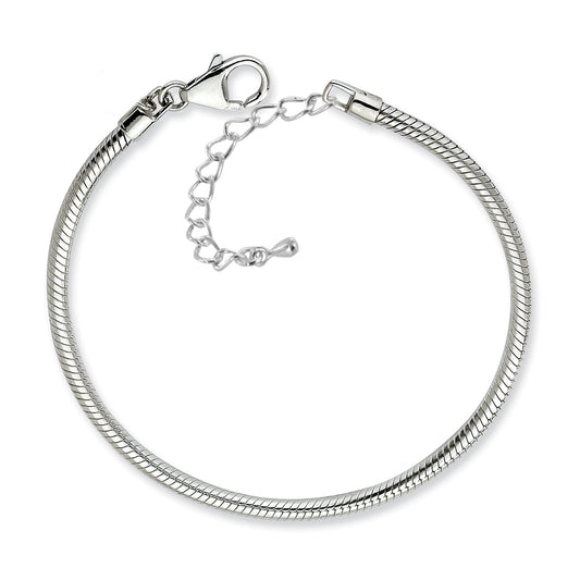 ELYA Women's Silver Plated Snake Chain Charm Bracelet with Extension