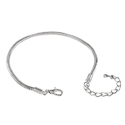ELYA Women's Silver Plated Snake Chain Charm Bracelet with Extension