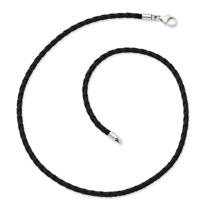 Stainless Steel Lobster Clasp Woven Braided Leather Necklace (4mm)