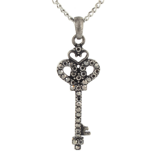 Women's Antiqued Crystal Key Pendant Necklace (2mm) - 26"