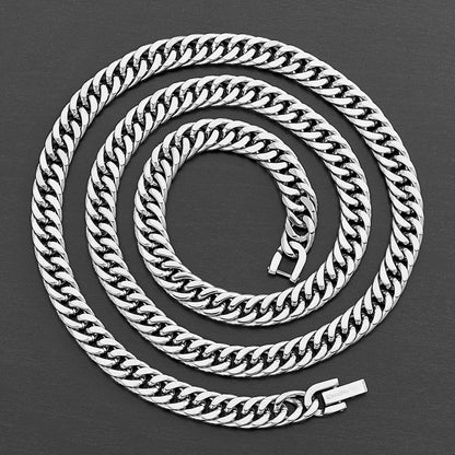 Crucible Jewelry Men's 8mm Wide Stainless Steel 8mm Cuban Chain Necklace