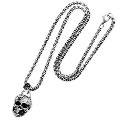 Men's Large 25mm Skull Stainless Steel Necklace - 24"
