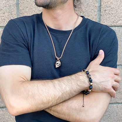 Men's Large 25mm Skull Stainless Steel Necklace - 24"