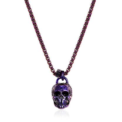 Men's Large 25mm Skull Stainless Steel Necklace - 24"