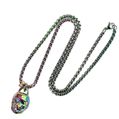 Men's Large 25mm Skull Stainless Steel Necklace - 24"