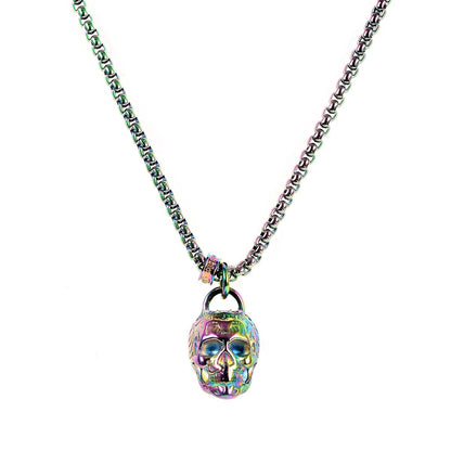 Men's Large 25mm Skull Stainless Steel Necklace - 24"