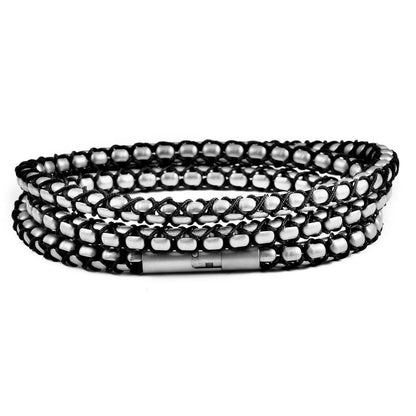 Matte Finish Stainless Steel Box Chain with Black Nylon Cord - 26"
