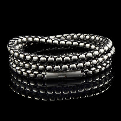 Matte Finish Stainless Steel Box Chain with Black Nylon Cord - 26"