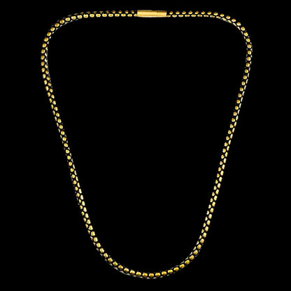 Matte Finish Stainless Steel Box Chain with Black Nylon Cord - 26"