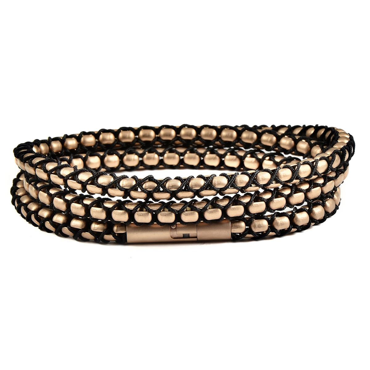 Matte Finish Stainless Steel Box Chain with Black Nylon Cord - 26"