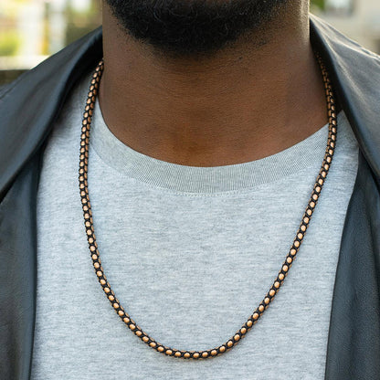 Matte Finish Stainless Steel Box Chain with Black Nylon Cord - 26"