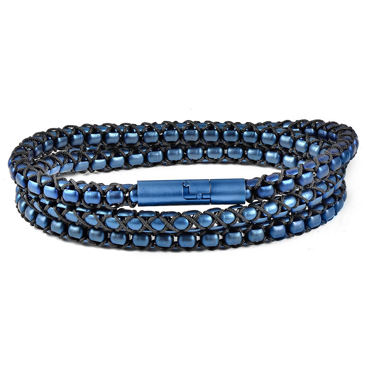 Matte Finish Stainless Steel Box Chain with Black Nylon Cord - 26"