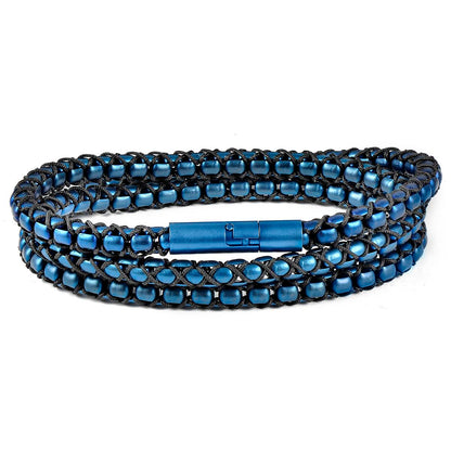 Matte Finish Stainless Steel Box Chain with Black Nylon Cord - 26"