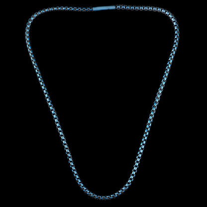 Matte Finish Stainless Steel Box Chain with Black Nylon Cord - 26"