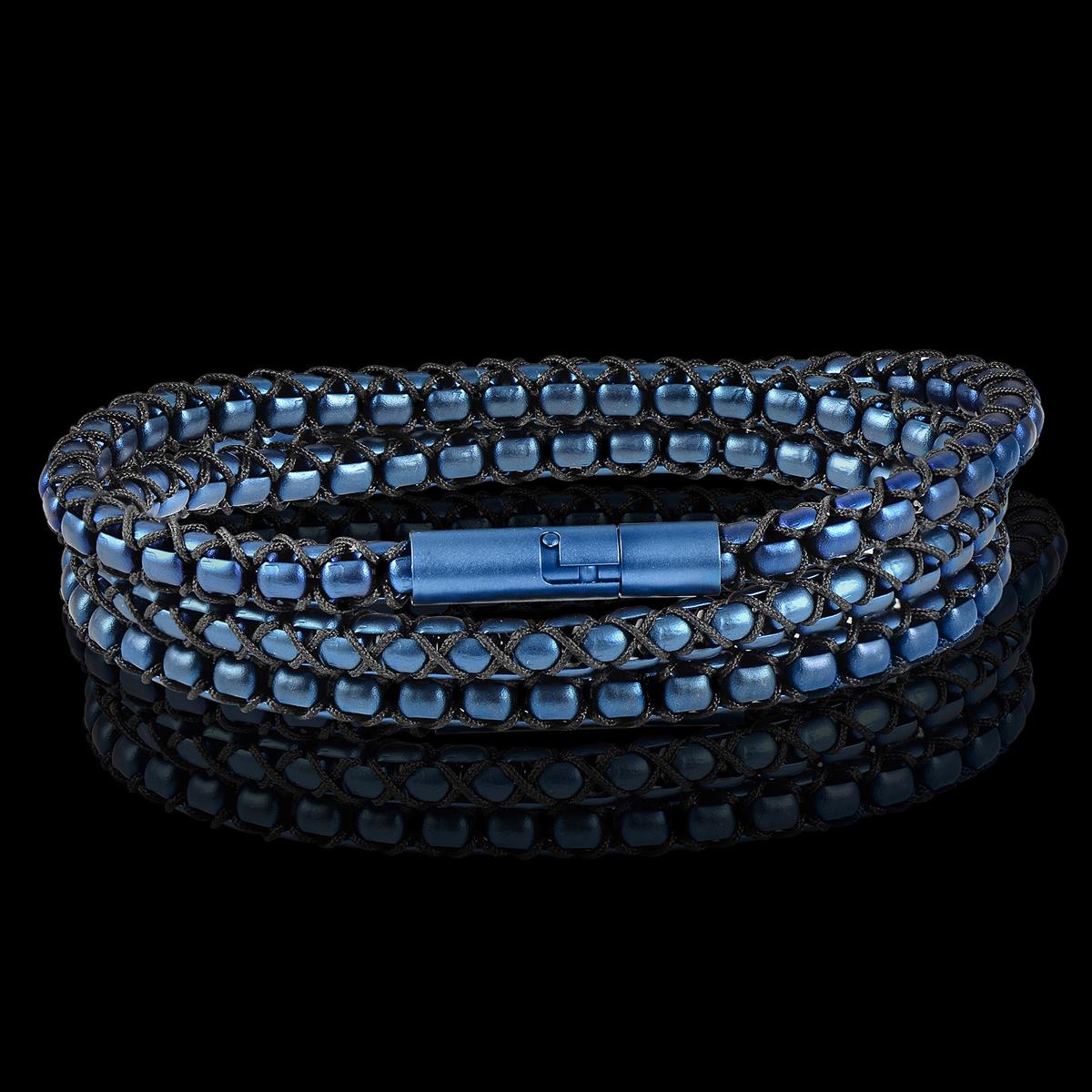 Matte Finish Stainless Steel Box Chain with Black Nylon Cord - 26"