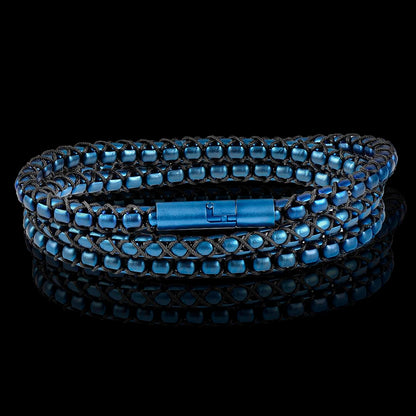 Matte Finish Stainless Steel Box Chain with Black Nylon Cord - 26"