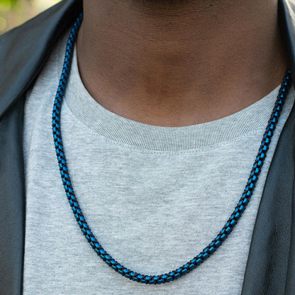 Matte Finish Stainless Steel Box Chain with Black Nylon Cord - 26"