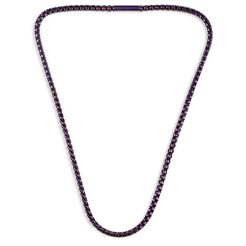 Matte Finish Stainless Steel Box Chain with Black Nylon Cord - 26"