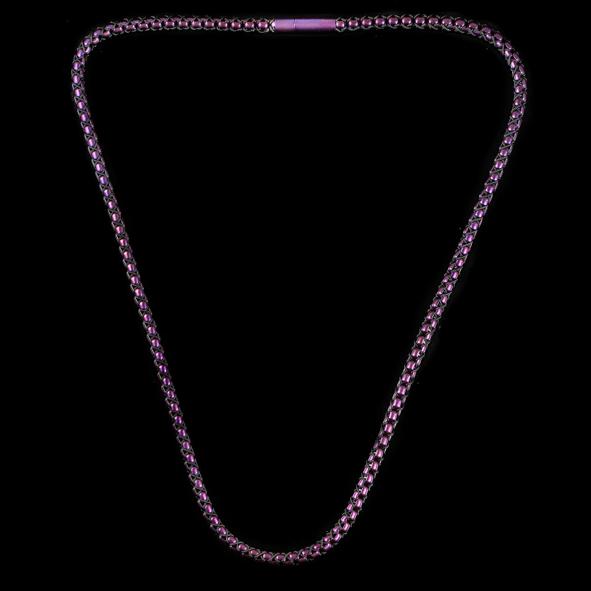 Matte Finish Stainless Steel Box Chain with Black Nylon Cord - 26"
