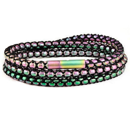 Matte Finish Stainless Steel Box Chain with Black Nylon Cord - 26"
