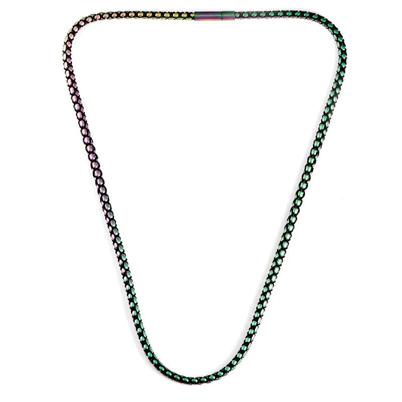 Matte Finish Stainless Steel Box Chain with Black Nylon Cord - 26"