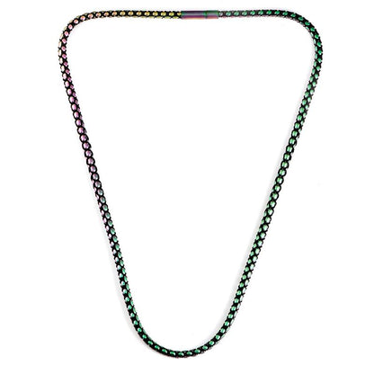 Matte Finish Stainless Steel Box Chain with Black Nylon Cord - 26"